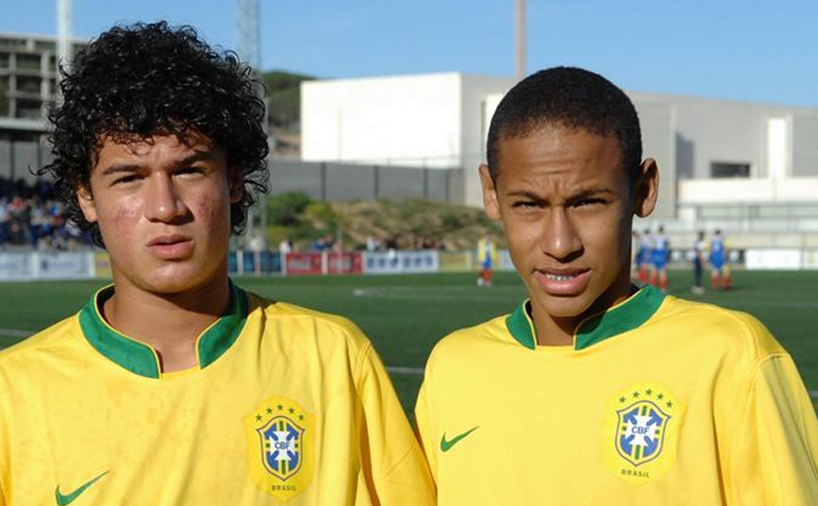 نیمار در کنار کوتینیو در تیم ملی برزیل